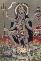 Kali: hinduistische Göttin der Zeit, Schöpfung, Zerstörung, Gewalt und Macht