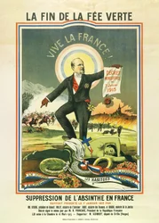 Das Ende der grünen Fee, Lithographie bei der Verbot von Absinth in Frankreich 1915