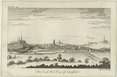 Lichfield - Südwestansicht: Radierung, nd [ca. 1764]