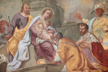 Loreto-Kirche; Jesus und die Weisen, Fresko, Prag, Tschechische Republik