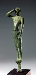 Betender Mann, archaische griechische Bronzeskulptur aus der Grotte von Psychso, Kreta, späte minoische Periode, ca. 1500 v. Chr.