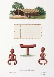 Maori-Haus und Idole, Neuseeland