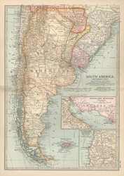 Karte des südlichen Teils von Südamerika, um 1900 (Gravur)