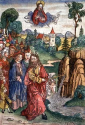 Moses bringt Wasser aus dem Felsen