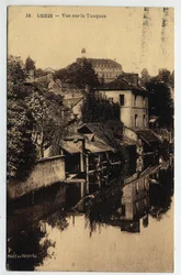Normandie, Calvados (14), Lisieux: Häuser am Ufer der Touques - Postkarte datiert 1934
