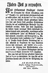 Mitteilung des Straßburger Regierungsorgans der Dreizehn (Tredecim Viri) über eine öffentliche Versteigerung des Rechts zur Erhebung des 