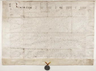 Päpstliche Bulle zur Bestätigung der Charta von Bischof Henry Wardlaw, recto