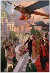 Flugzeuge in der Zukunft. (Illustration, ca. 1910)