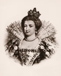 Porträt der Königin von Frankreich Marie de Medicis (1576-1642) Gravur des 19. Jahrhunderts