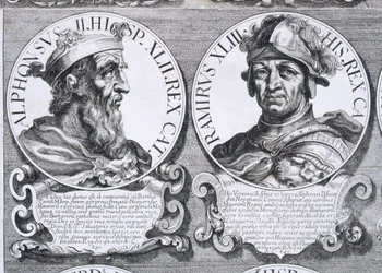 Porträts von Alfons II. und Ramiro I. (Lithografie)