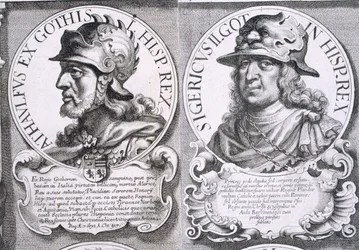 Porträts von Ataulf und Sigerich (Lithografie)