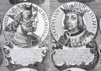 Porträts von Berengaria von Kastilien und Ferdinand III. von Kastilien (Lithografie)