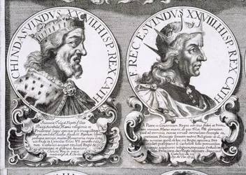 Porträts von Chindasuinth und Recceswinth (Lithografie)
