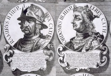 Porträts von Ramiro II. und Ordono III. (Lithografie)
