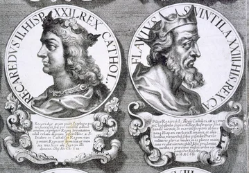 Porträts von Reccared II. und Suintila (Lithografie)