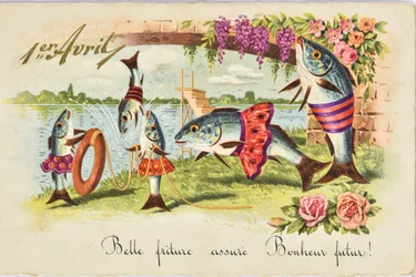 Postkarte: 1. April/April-Fisch