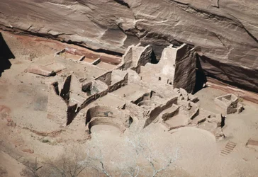 Überreste des Antelope House, Canyon de Chelly National Monument, Navajo-Indianerreservat, Arizona, USA (Foto)