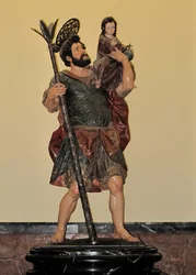 Heiliger Christophorus - Polychrome Statue, Barockkunst