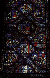 Szenen aus dem Leben Karls des Großen (747-814) aus dem Chorumgang, ca. 1215-35 (Buntglas)