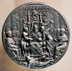 Silbermedaille mit Reiterporträt von Kaiser Rudolf II. von Habsburg (1552-1612)