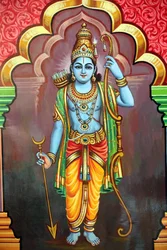 Hindu-Tempel Sri Vadapathira Kaliamman. Avatar Vishnus. Lord Rama, 7. Inkarnation. Singapur