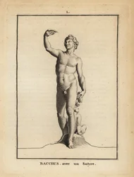 Statue des Bacchus, römischer Gott des Weins, nackt mit einem Satyr