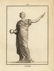 Statue der Urania, Muse der Astronomie mit Globus und Stab