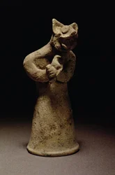 Statuette eines löwenköpfigen Dämons, Mesopotamien, ca. 5000-1000 v. Chr. (Terrakotta)