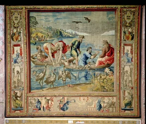 Der wunderbare Fischfang, aus den Brüsseler Tapisserien, Repliken von Raphaels Vatikan-Serie der Apostelgeschichte