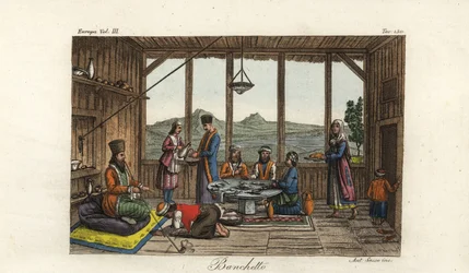 Das Bankett, das für Dodwell vom Bischof von Salona in Crisso, Griechenland, abgehalten wurde
