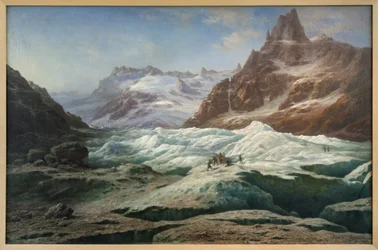 Das Eismeer, Öl auf Leinwand von Claude Hugard de la Tour (1818-1886), Darstellung einer Ansicht der Alpen