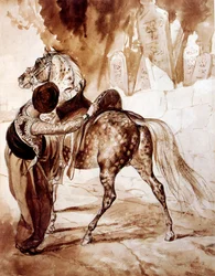 Türke auf einem Pferd. 1835 von Karl Pawlowitsch Brjullow (1799–1852), russischer Maler. Er gilt als Schlüsselfigur im Übergang vom russischen Neoklassizismus zur Romantik.