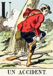 U: Ein Unfall - Das Jagd-Alphabet, ca. 1890