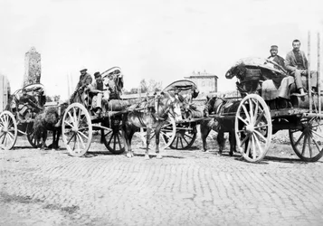 Vereinigtes Königreich: Weinkarren in einem Weinberg. Frankreich, ca. 1890