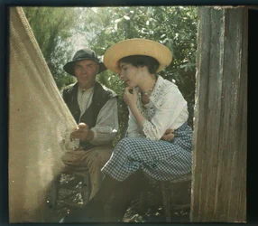 Vendee malerisch: Die Netzstunde, August 1919, Longeville, Frankreich - Autochrome anonym
