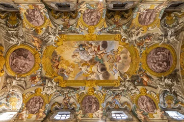 Ansicht der Decke, Kirche von Nunziatina, Todi, Umbrien, Italien