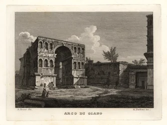 Ansicht der Ruinen des Janusbogen, Arco di Giano, Rom
