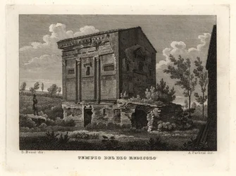 Ansicht der Ruinen des Grabes von Annia Regilla im Caffarella-Park, Rom