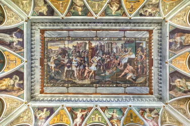 Ansicht des Gewölbes des Raums von Odysseus, Palazzo della Prefettura, Bergamo, Italien