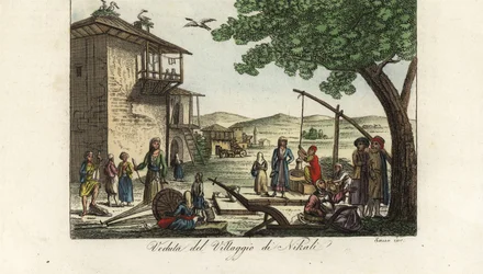 Ansicht des Dorfes Nikali, nahe Larissa, der Hauptstadt von Thessalien, Griechenland