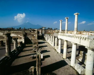 Blick auf das Forum von Pompeji und den Vesuv