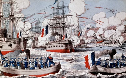 Krieg zwischen China und Frankreich (1884-1885): Zerstörung der chinesischen Flotte durch Admiral Courbet in Fou Tcheou, 23. August