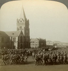 Britische Soldaten von Lord Roberts überprüft, Öffentlicher Platz, Pretoria, Südafrika, Burenkrieg, 1900