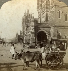 Ekka, vor dem Victoria-Bahnhof, Bombay, Indien, um 1900er Jahre