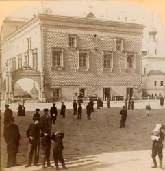 Berühmte Rote Treppe und altes Palais, Moskau, Russland, 1900