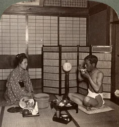 Abendessen in einem Hotel, Hiroshima, Japan, 1904