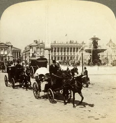 Der Obelisk und der Brunnen, Place de la Concorde, Paris, Frankreich, 19. Jahrhundert