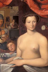 Indre & Loire Nr. 328 - Schloss Azay-le-Rideau - Raum 4 „Die Dame im Bad“ (Detail). Gemälde von Karl Ernest Lehman (1814-1882), nach François Clouet (1515-1572)