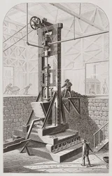 Stempelwerk aus dem 19. Jahrhundert, auch bekannt als Stempelbatterie oder Stempelwerk