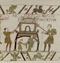 Ein Haus wird von den Normannen niedergebrannt, Teppich von Bayeux